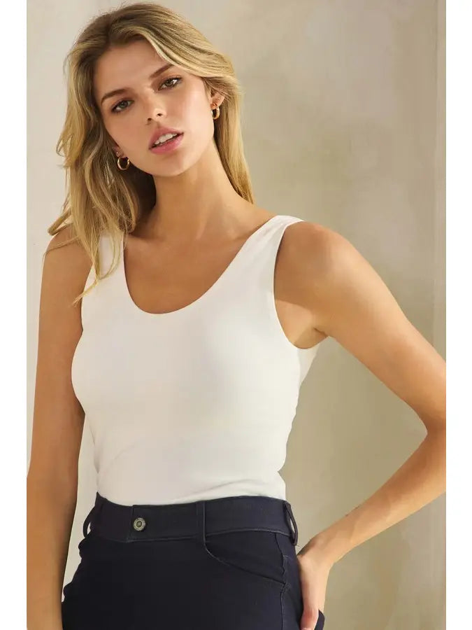 Reversible White Tank with Built in Bra