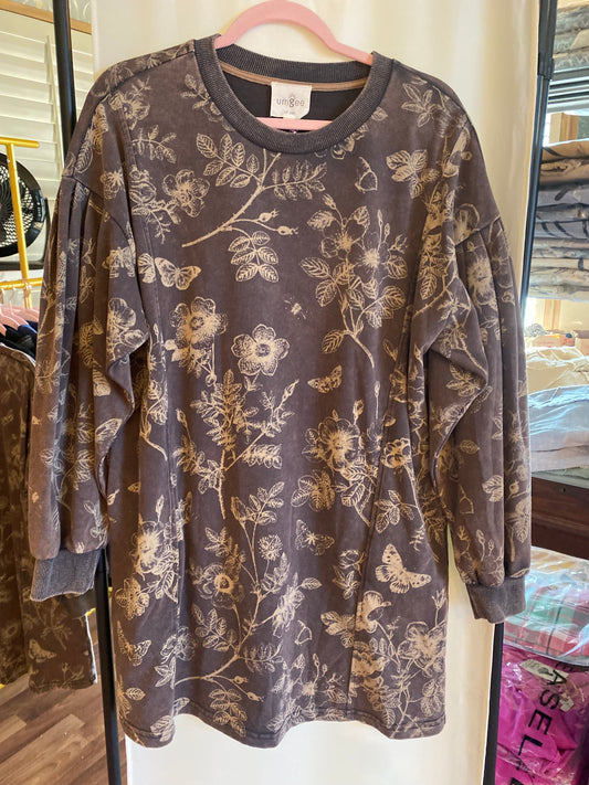 UMGEE "toast" butterfly flower sweater dress