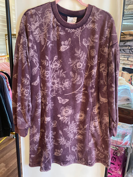 UMGEE "wine" butterfly flower sweater dress
