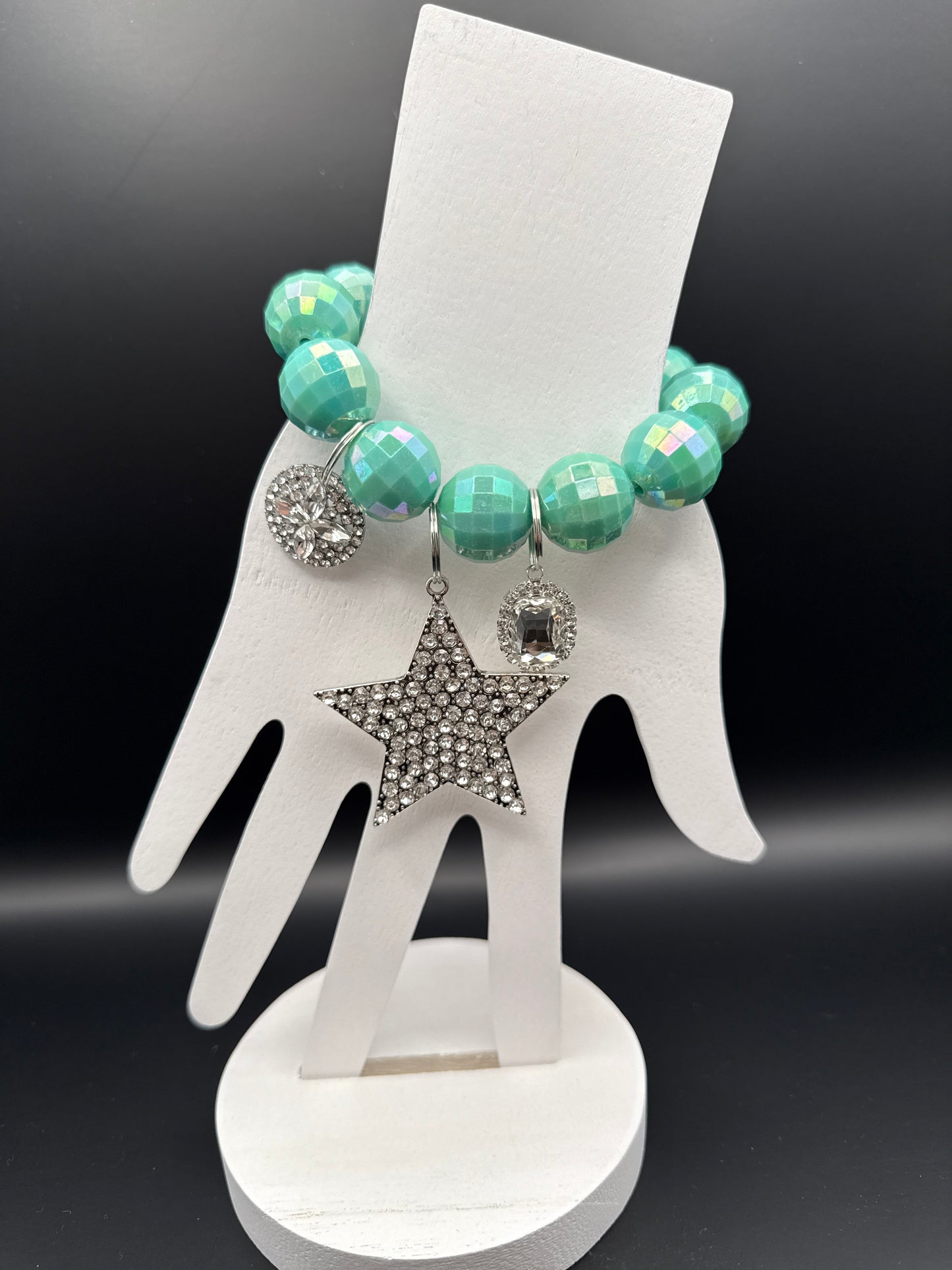 ALICE Turquoise Large Bead Bracelet with Crystal Star Charms