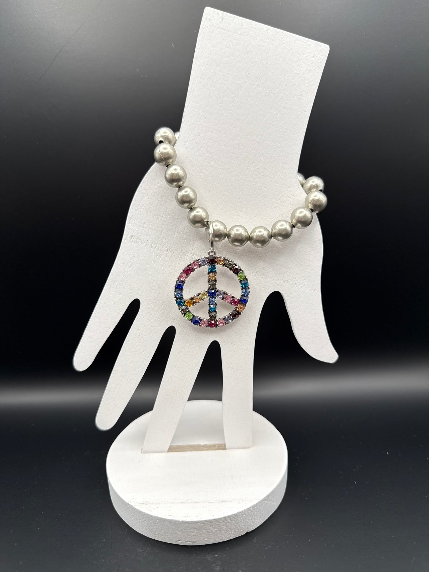 Multicolor Peace Sign Inspired Pearl Bracelet