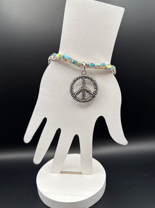 AB Stone Peace Sign Bracelet