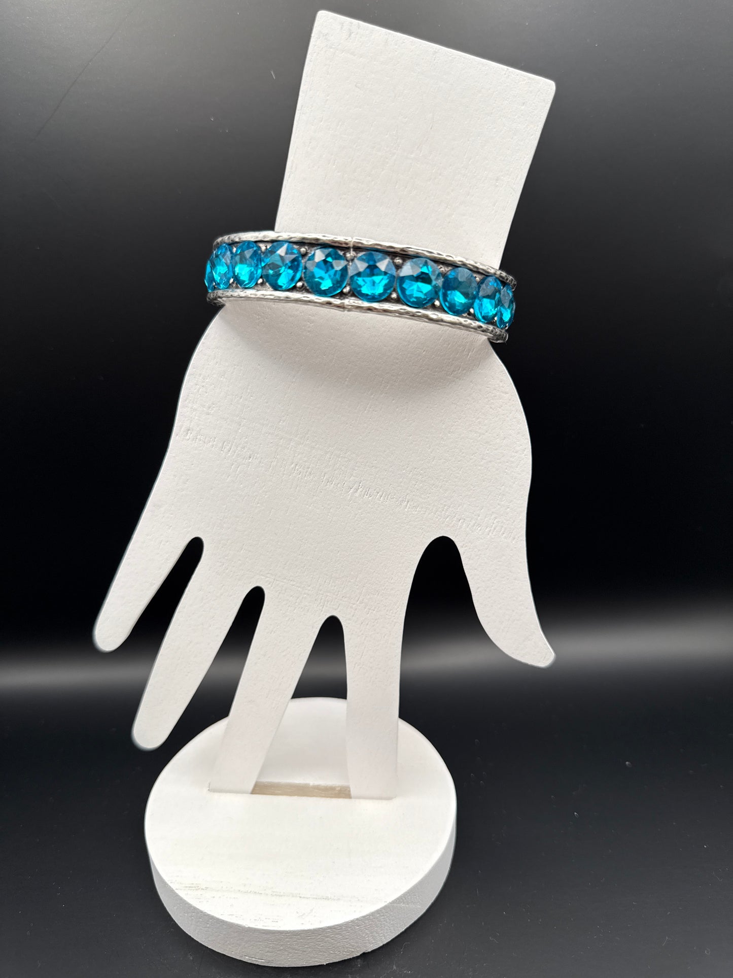 Large Blue Crystal Silver Bracelet