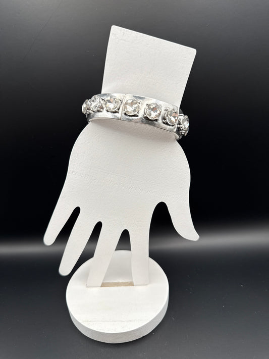 Wide Large Crystal Bracelet Silver