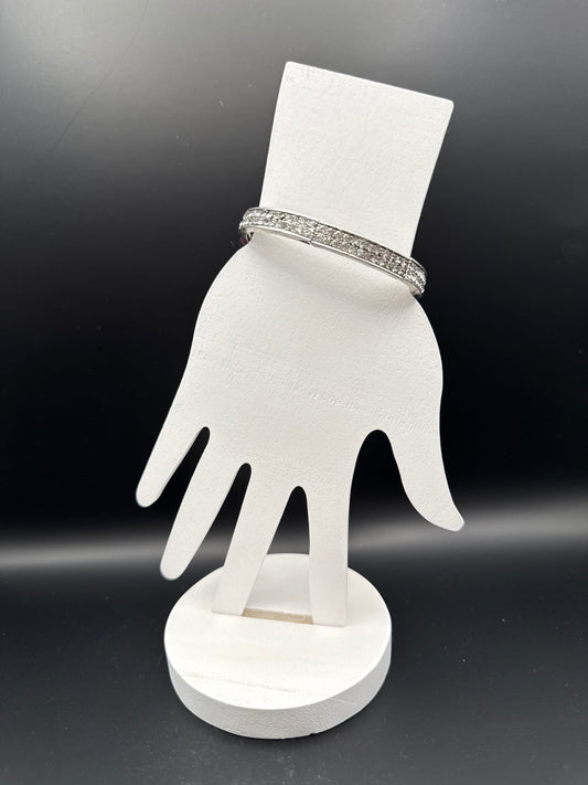 Double Row Crystal Bracelet Silver