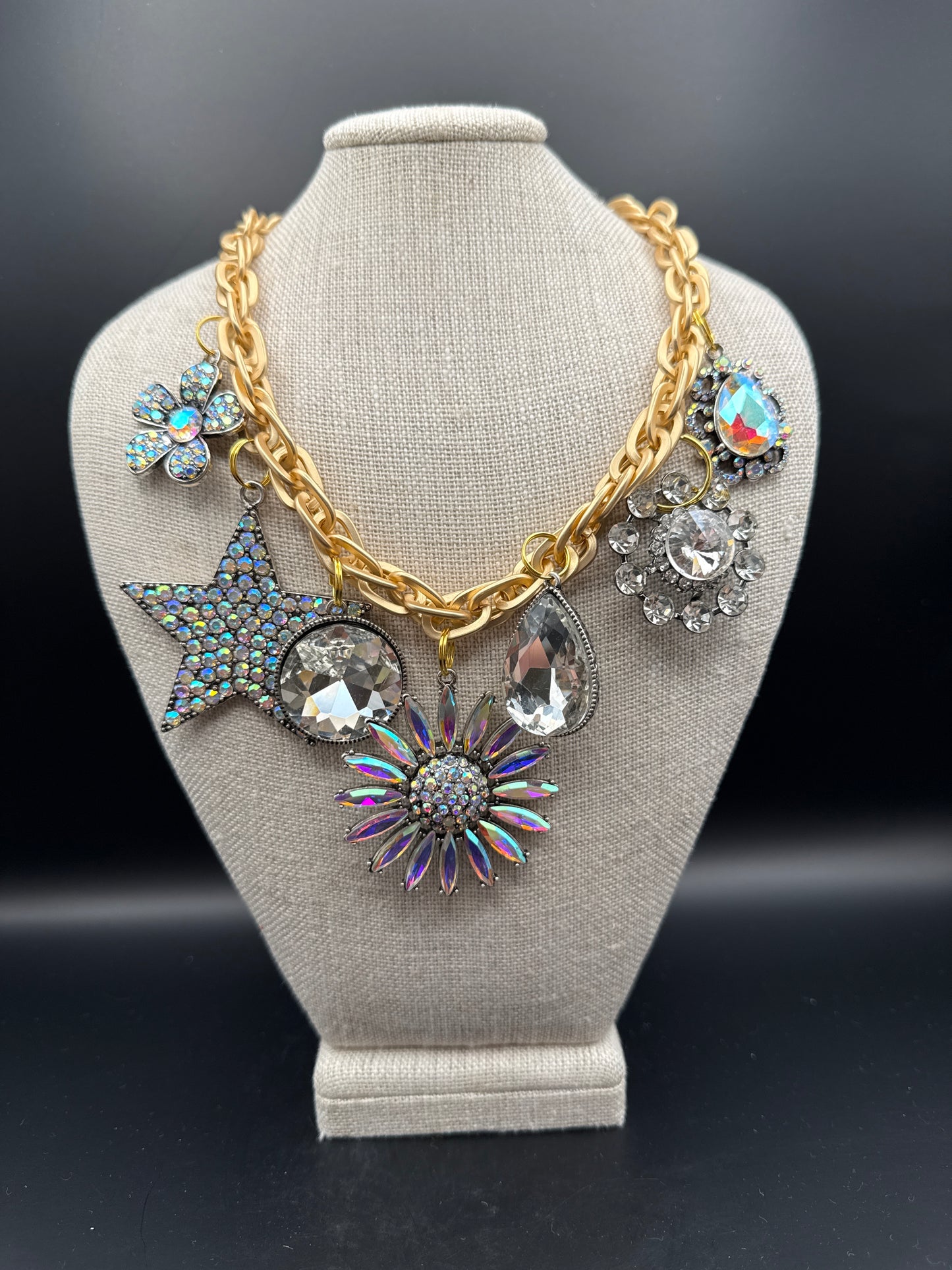 ALICE 7 Charm on Matte Gold Chain Necklace