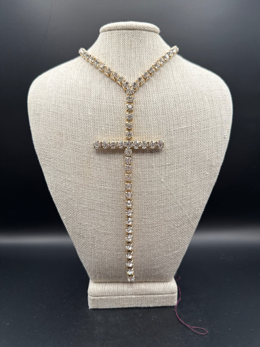 Crystal Gold Cross Necklace