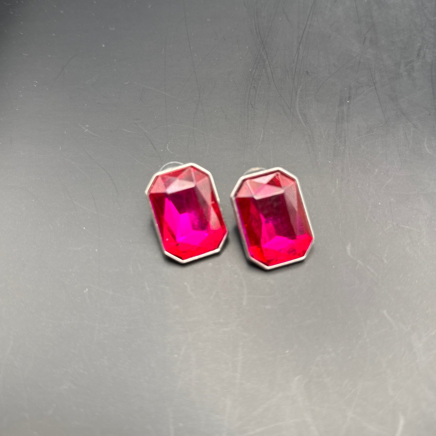 Hot Pink Crystal Post Earrings