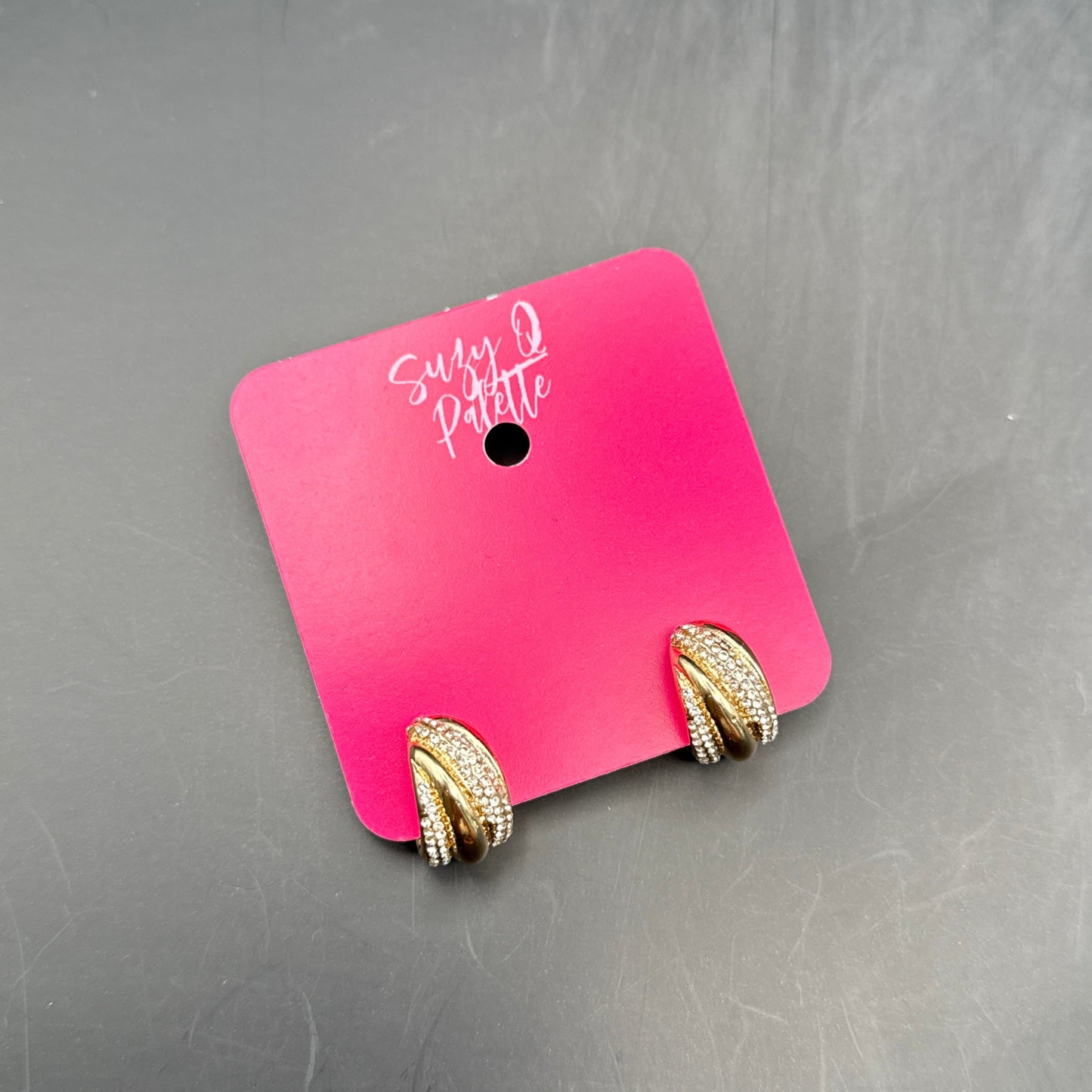 Small Gold and Crystal Hoop Earrings