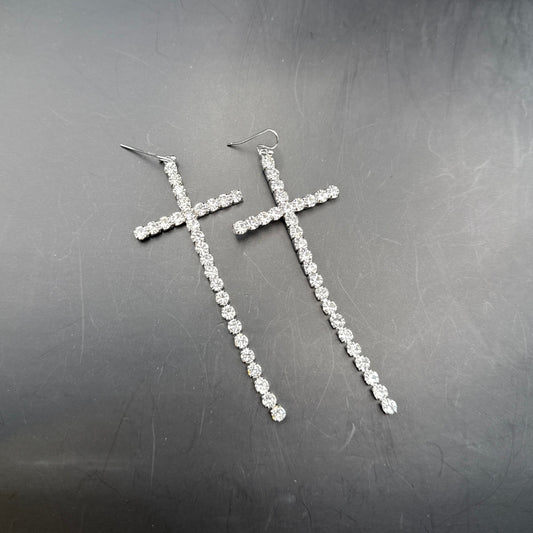 Crystal Cross Earrings