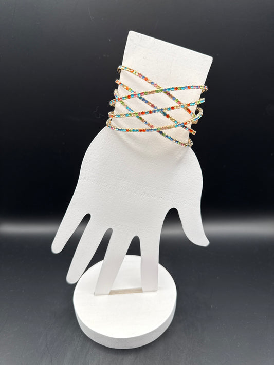 ALICE Multicolor Crystal Memory Wire Cuff Bracelet