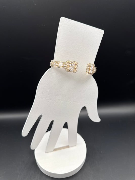 ALICE Gold Baguette Crystal Memory Wire Cuff Bracelet
