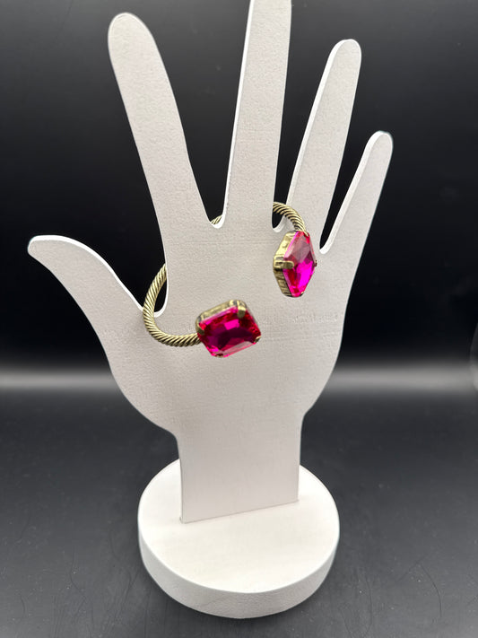 ALICE Large Hot Pink Crystal Cuff Bracelet