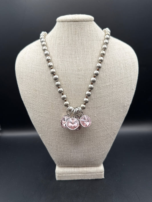 ALICE Navajo Pearl Inspired with 7 Pink Charm Necklace