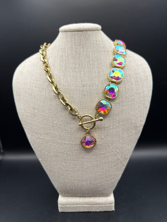 ALICE AB Stone on Gold Necklace