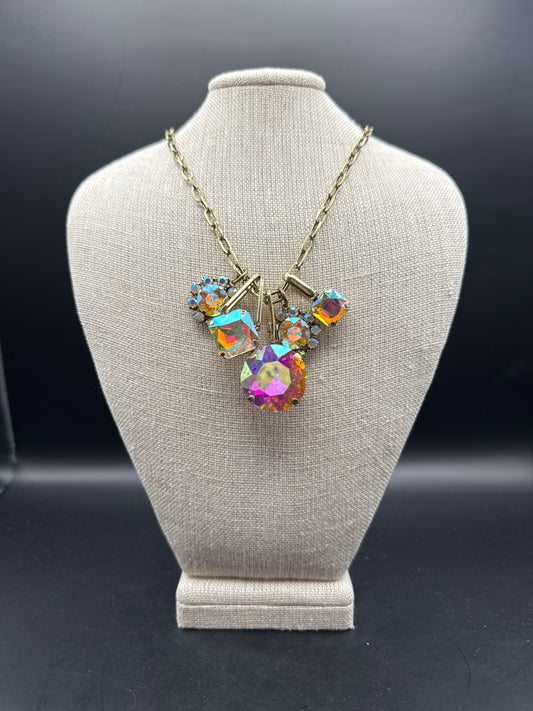 ALICE 5 Charm AB Stone Gold Necklace