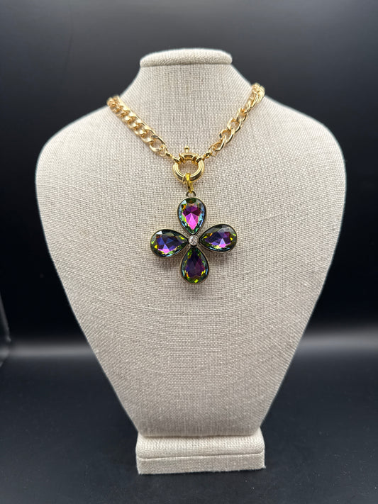 ALICE Volcano Stone Flower Gold Necklace