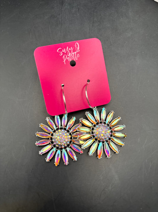 ALICE Large AB Stone Flower Earrings