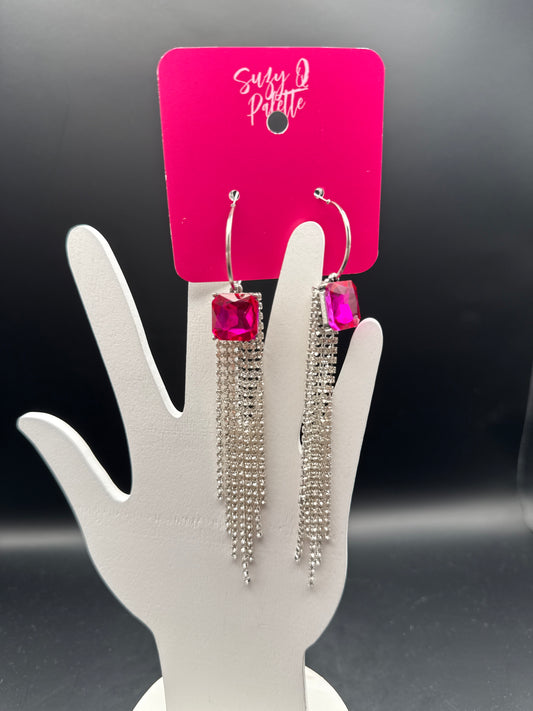 ALICE Hot Pink Stone with Crystals Earrings