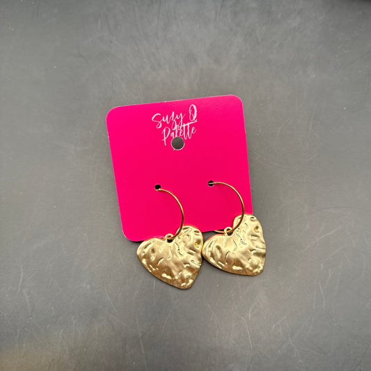 ALICE Hammered Gold Heart Earrings