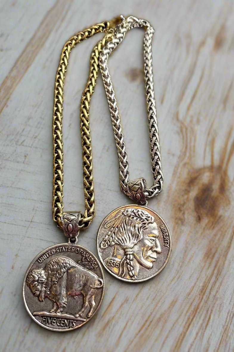 Extra Large Buffalo Nickel Replica Necklace