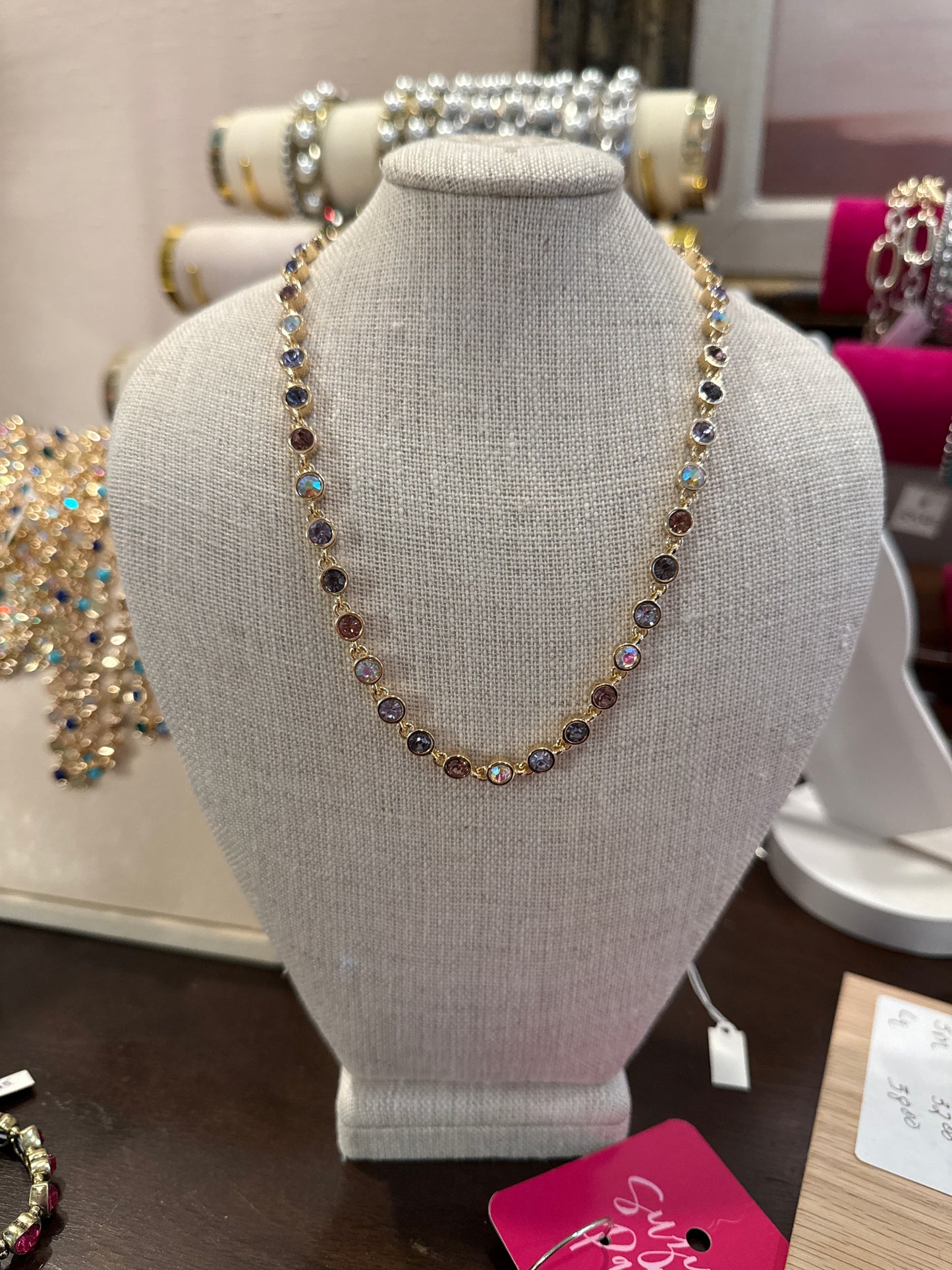 ALICE Small Pink and Purple Multicolor Gold Circle Necklace