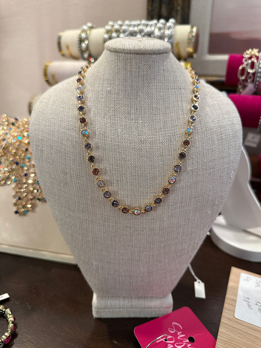 ALICE Small Pink and Purple Multicolor Gold Circle Necklace