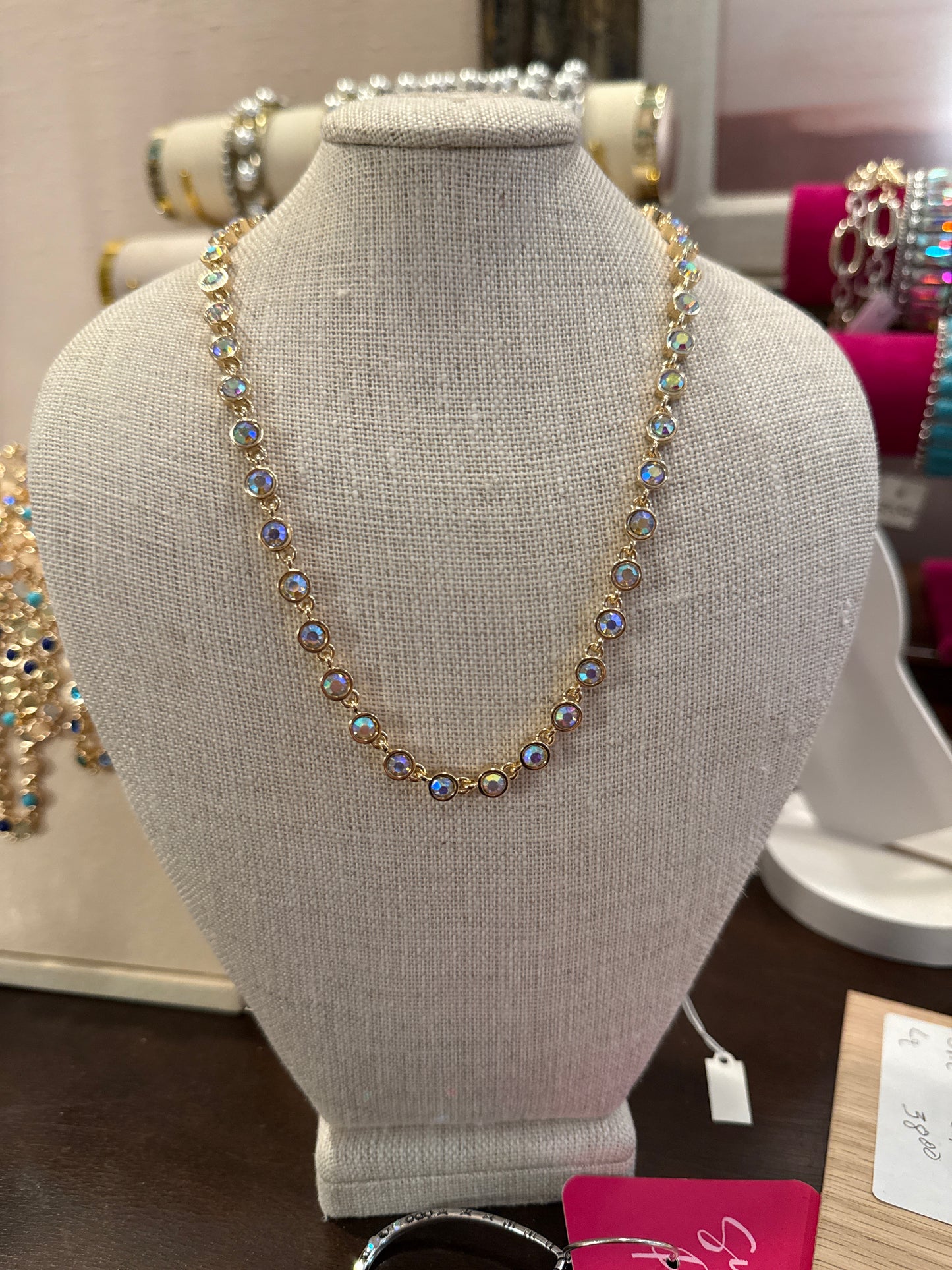 ALICE Small AB Gold Circle Necklace