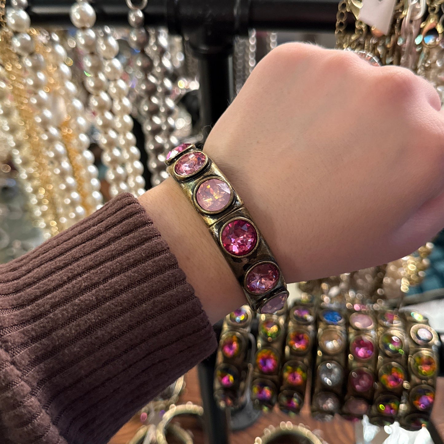 ALICE Pink Circle Burnished Gold Bracelet