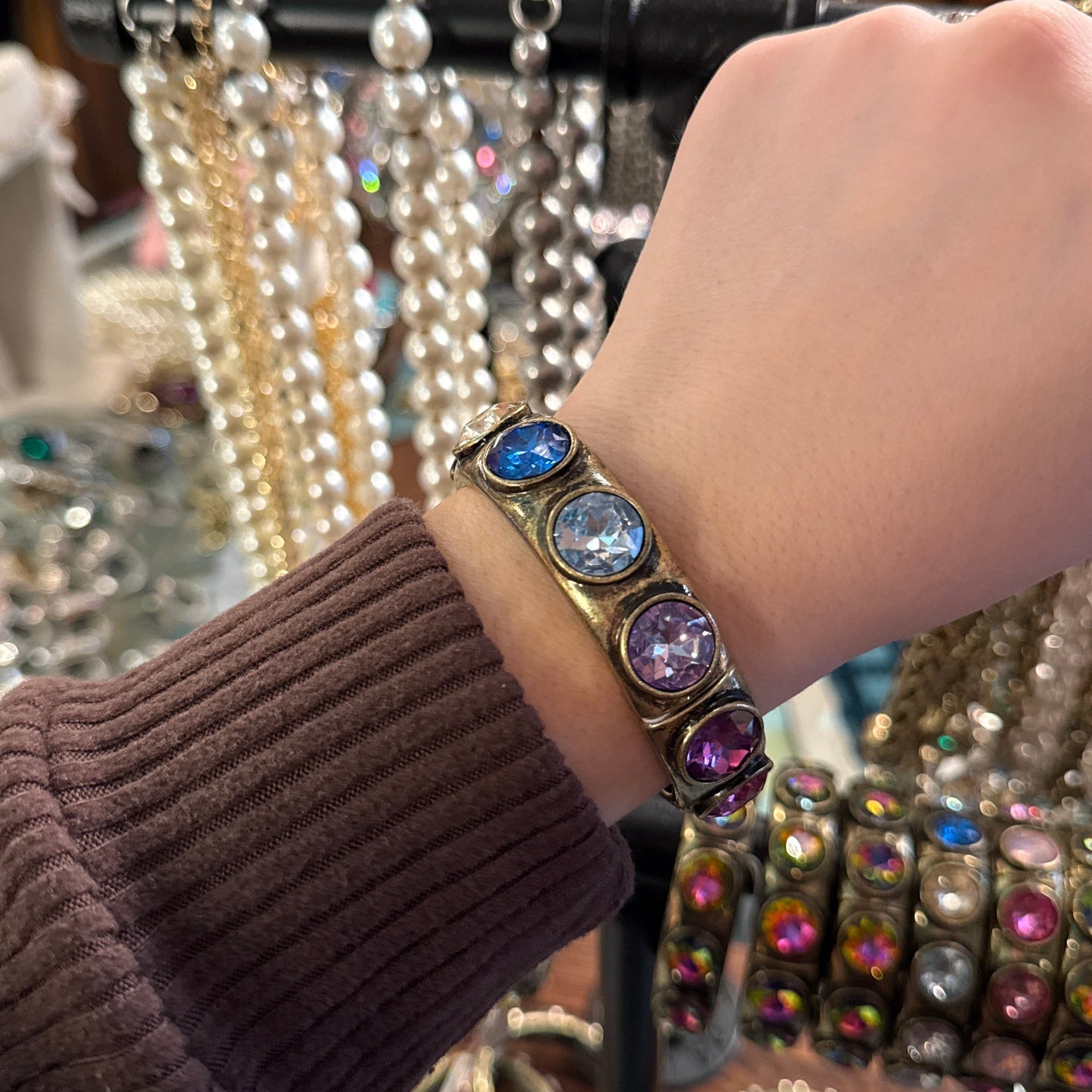 ALICE Multicolor Circle Burnished Gold Bracelet