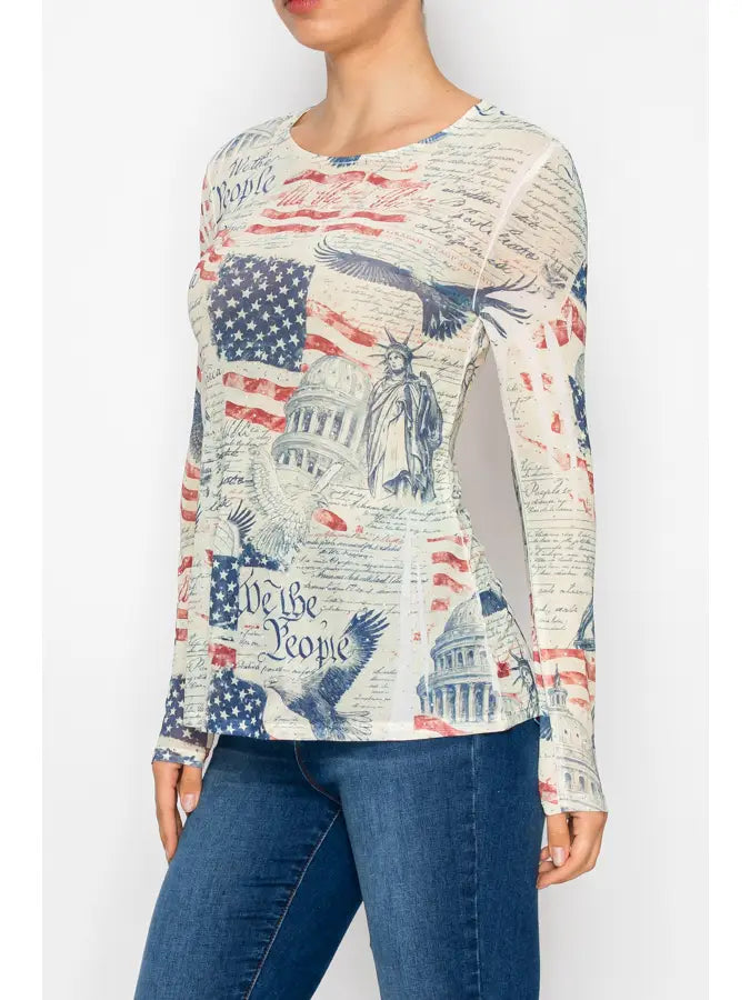 ORIGAMI Freedom Sparkly Mesh Top