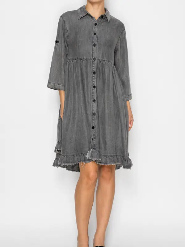 ORIGAMI Black Chambray Dress