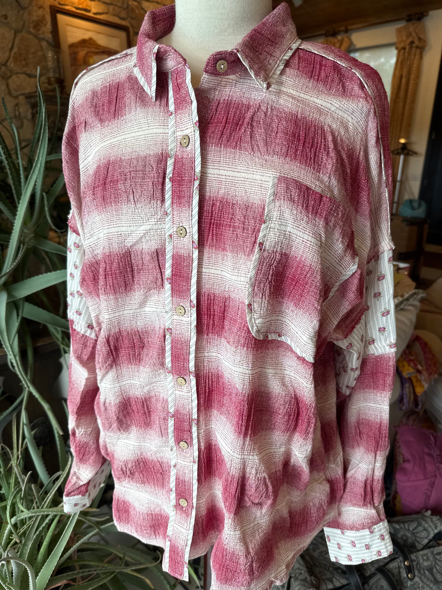 EASEL Mulberry Mix n Match Button Down Flannel