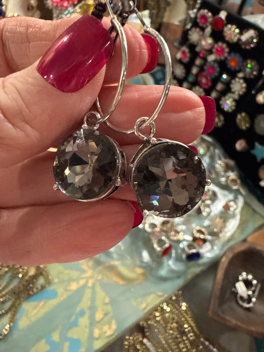 Smoke Black Dime Earrings