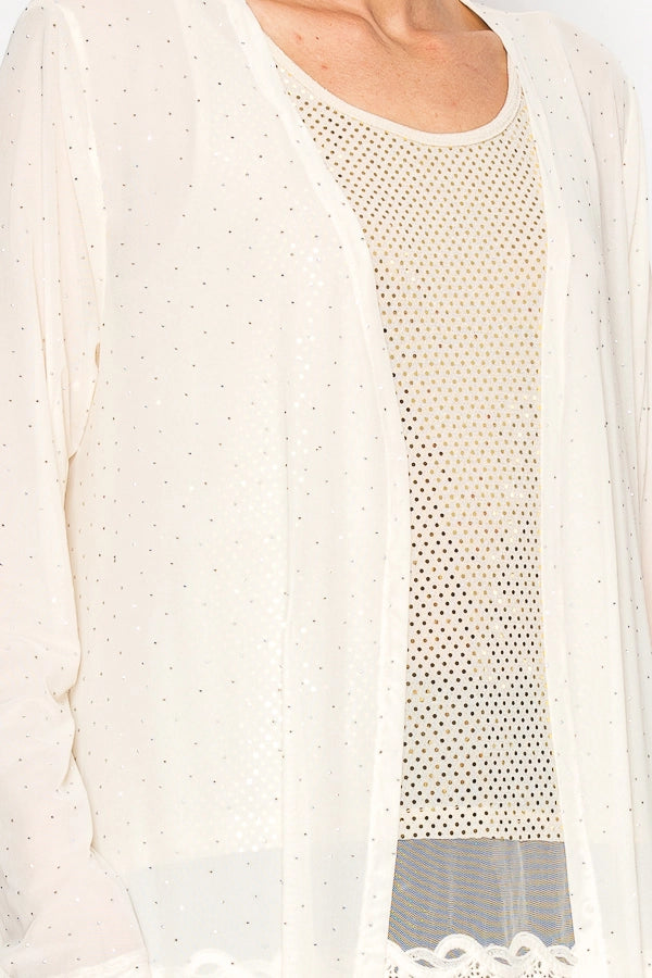 ORIGAMI Sparkly Mesh Duster Beige