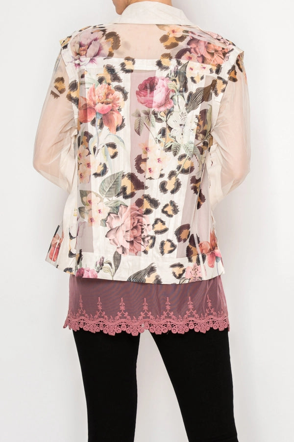 ORIGAMI Lightweight Sequin and Lace Detailed Button-Up Blouse