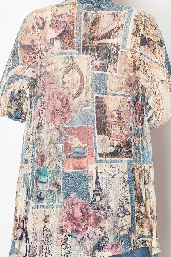 ORIGAMI Stretchy Snug Long Sleeve Lace Cardigan Paris