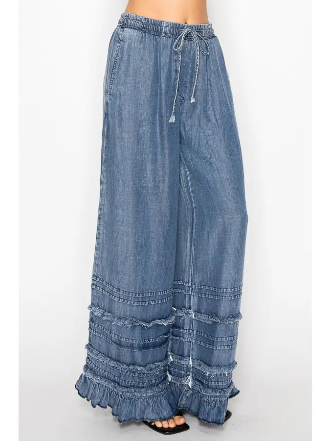 ORIGAMI Chambray Ruffle Pants