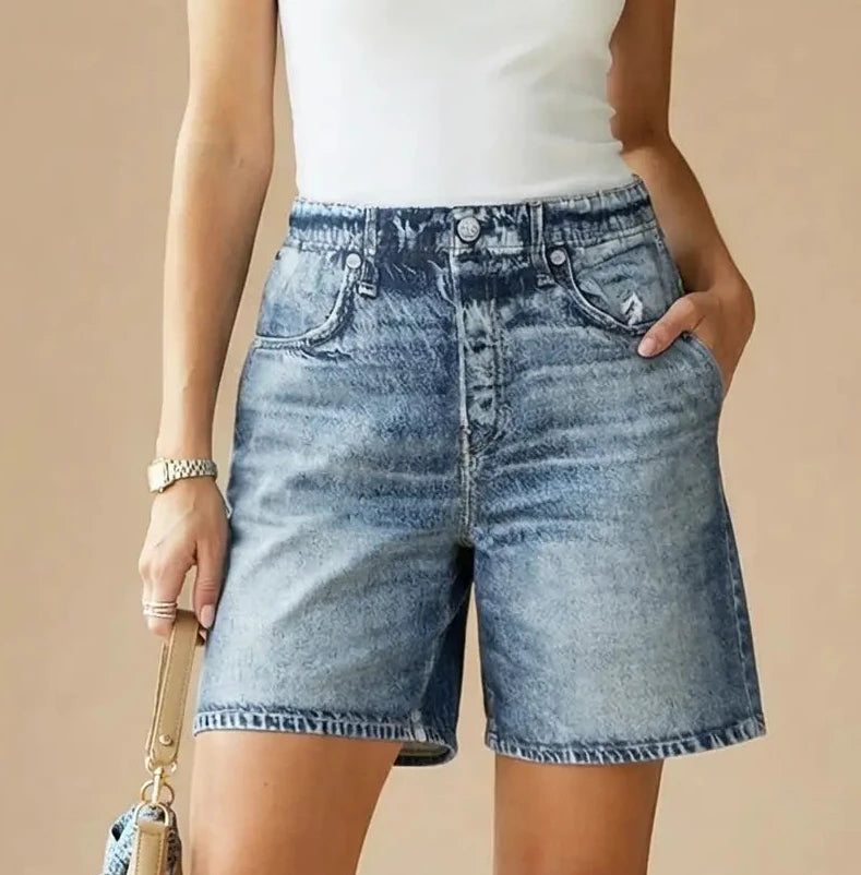 Denim Print Shorts