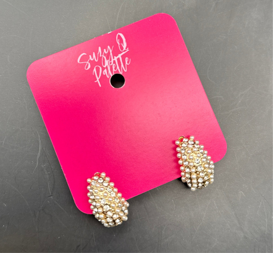 Small Gold and Pearl Hoop Earrings