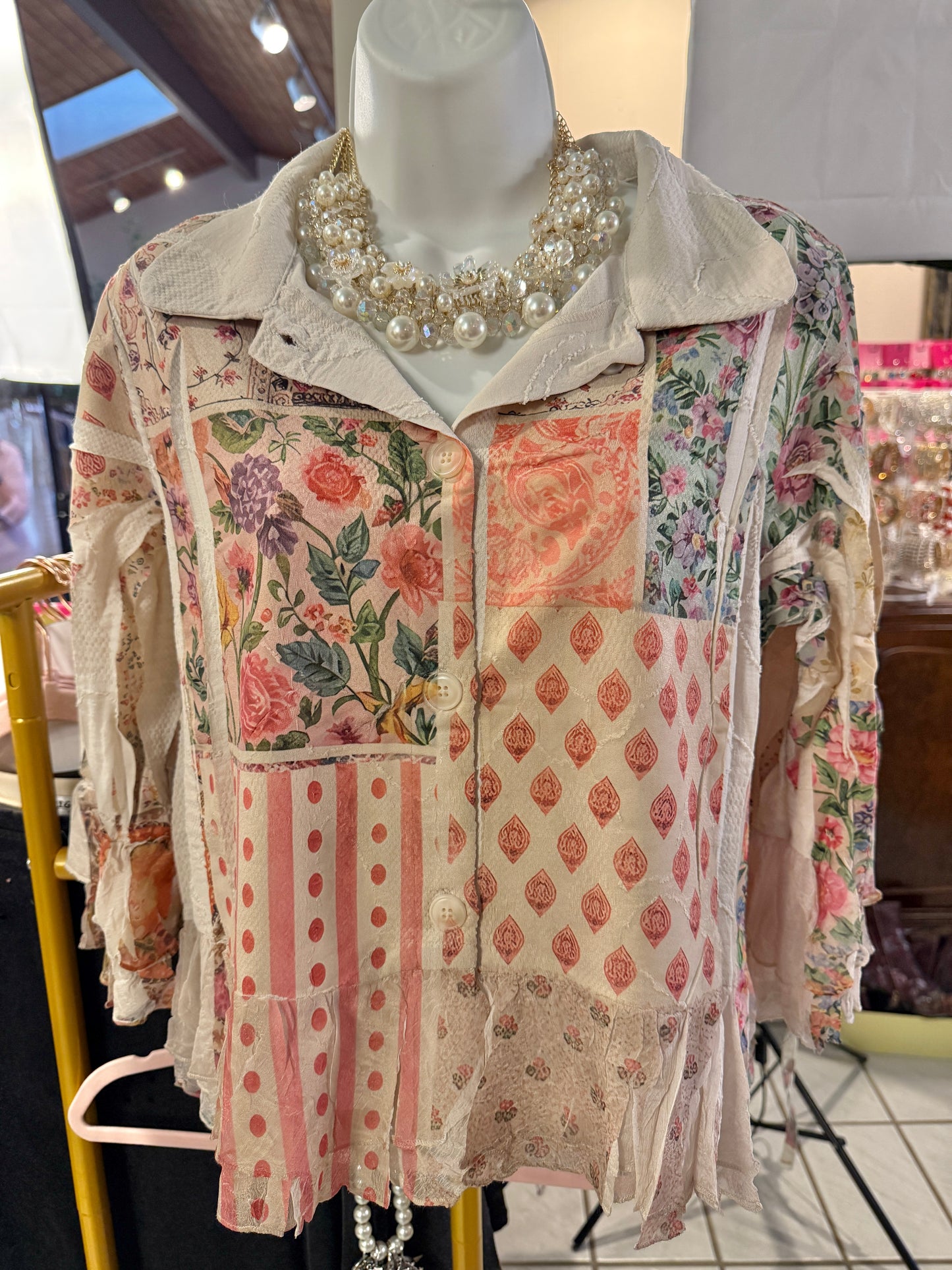 ORIGAMI Floral Patch Ruffle Cropped Jacket