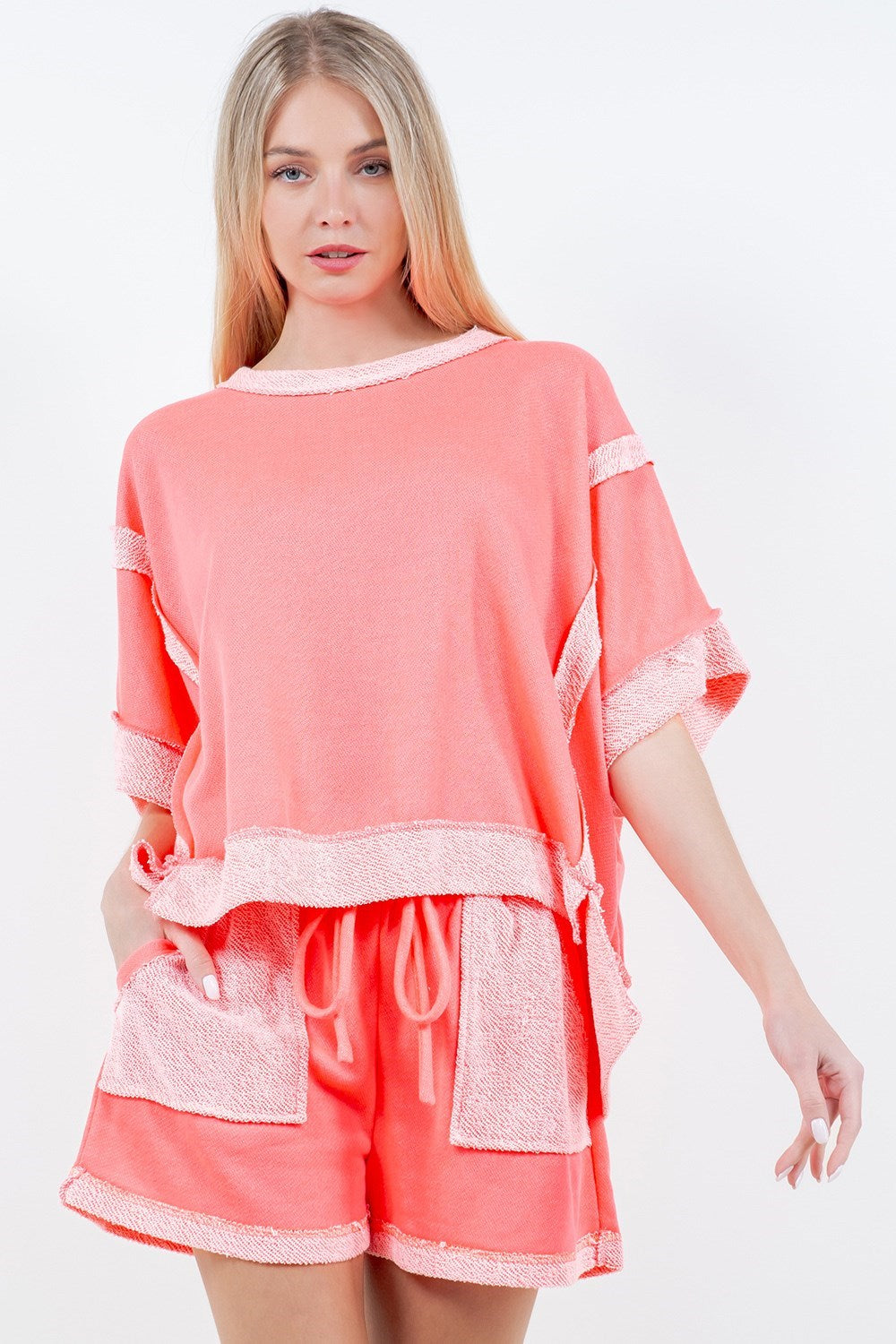 J HER Neon Pink Pocket Short Set