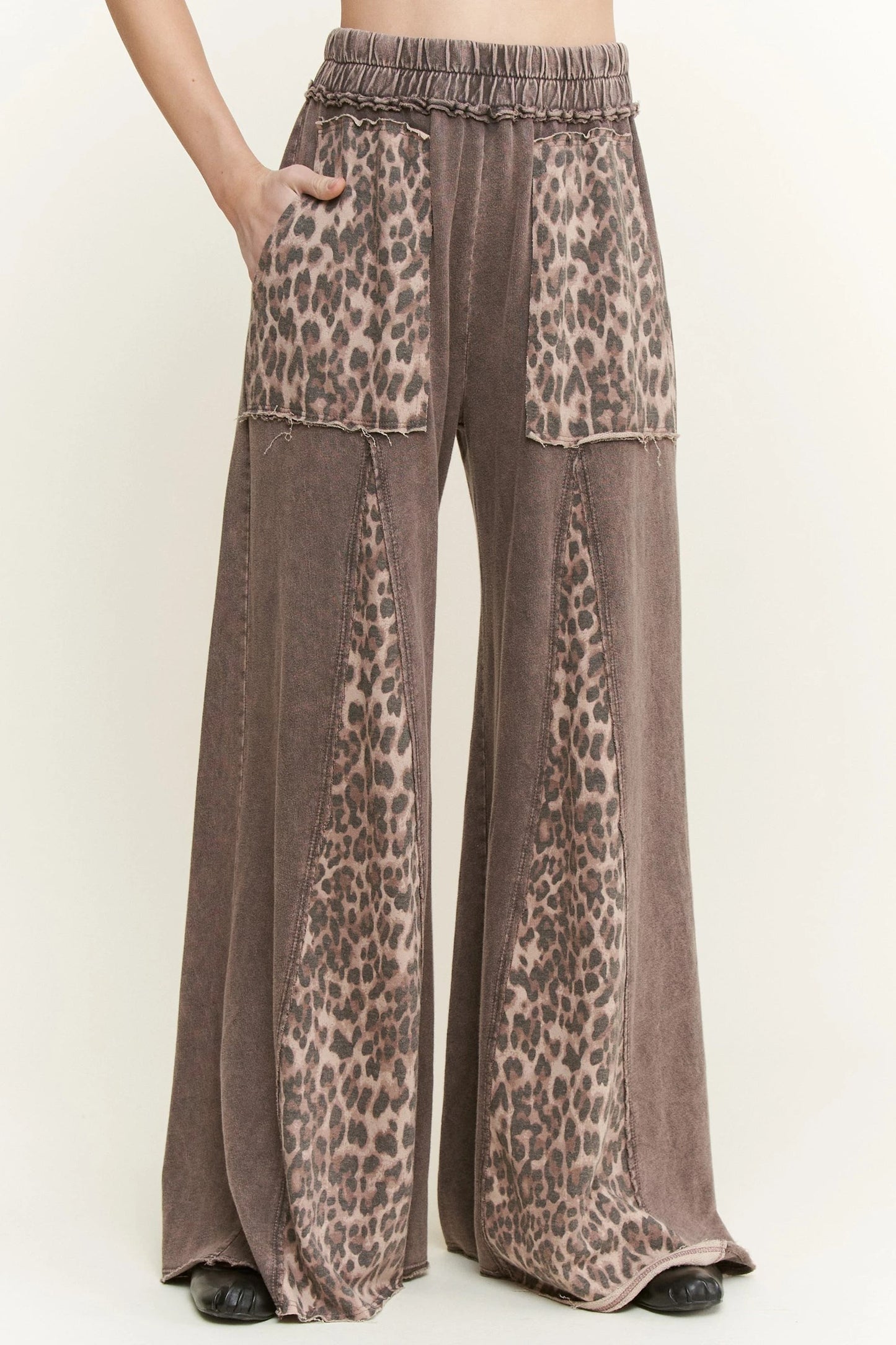 J Her Ashed Oak Cheetah Flare Pants and Bomber Zipper Top Set