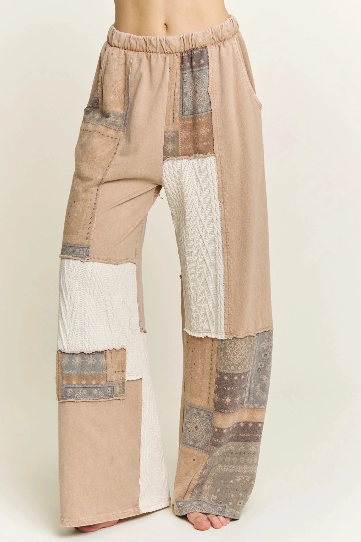 J. HER Mineral Washed Bandana Patchwork Set Latte