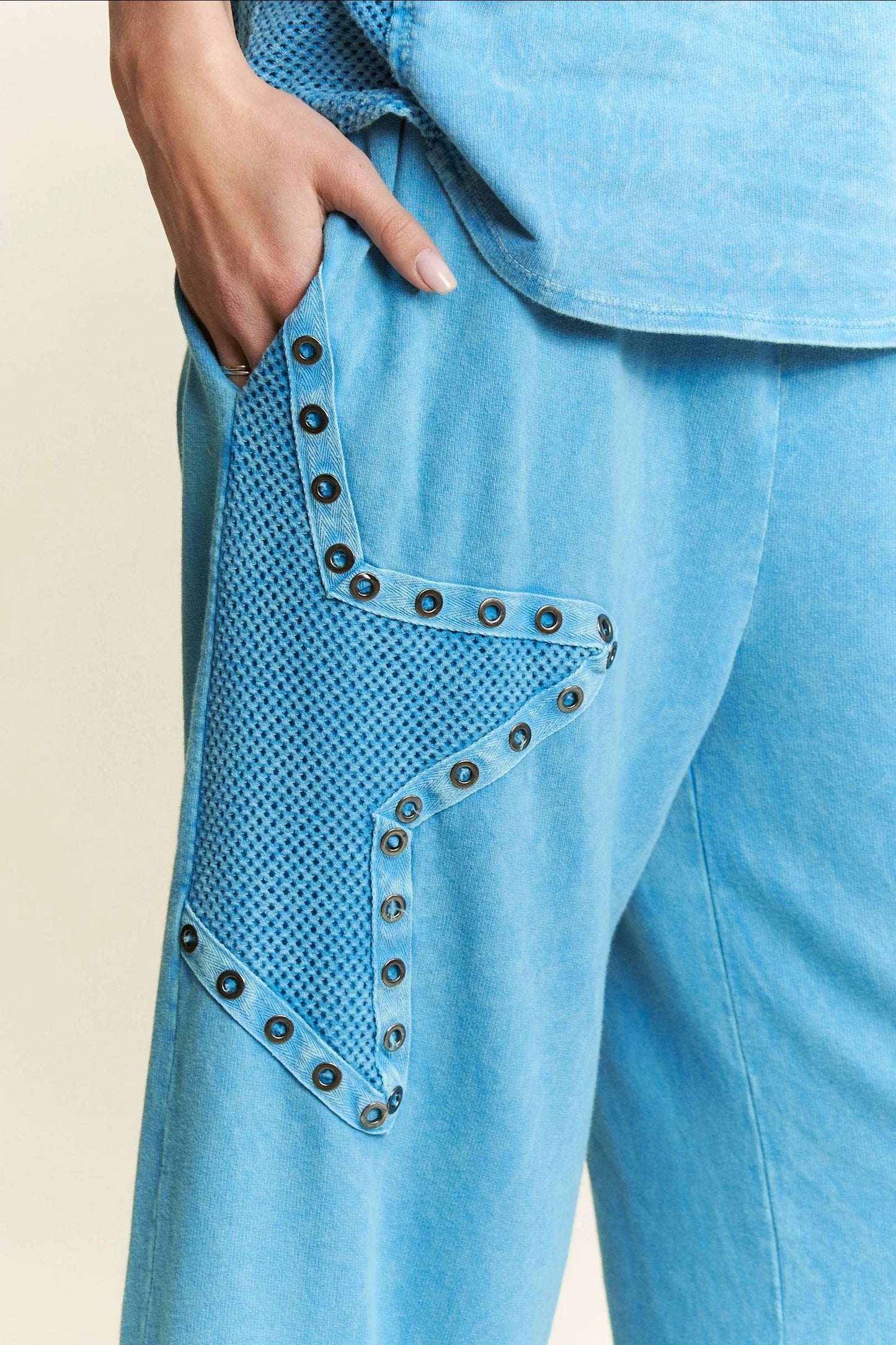 J. HER Mineral Washed Mesh Star Set Ocean Blue