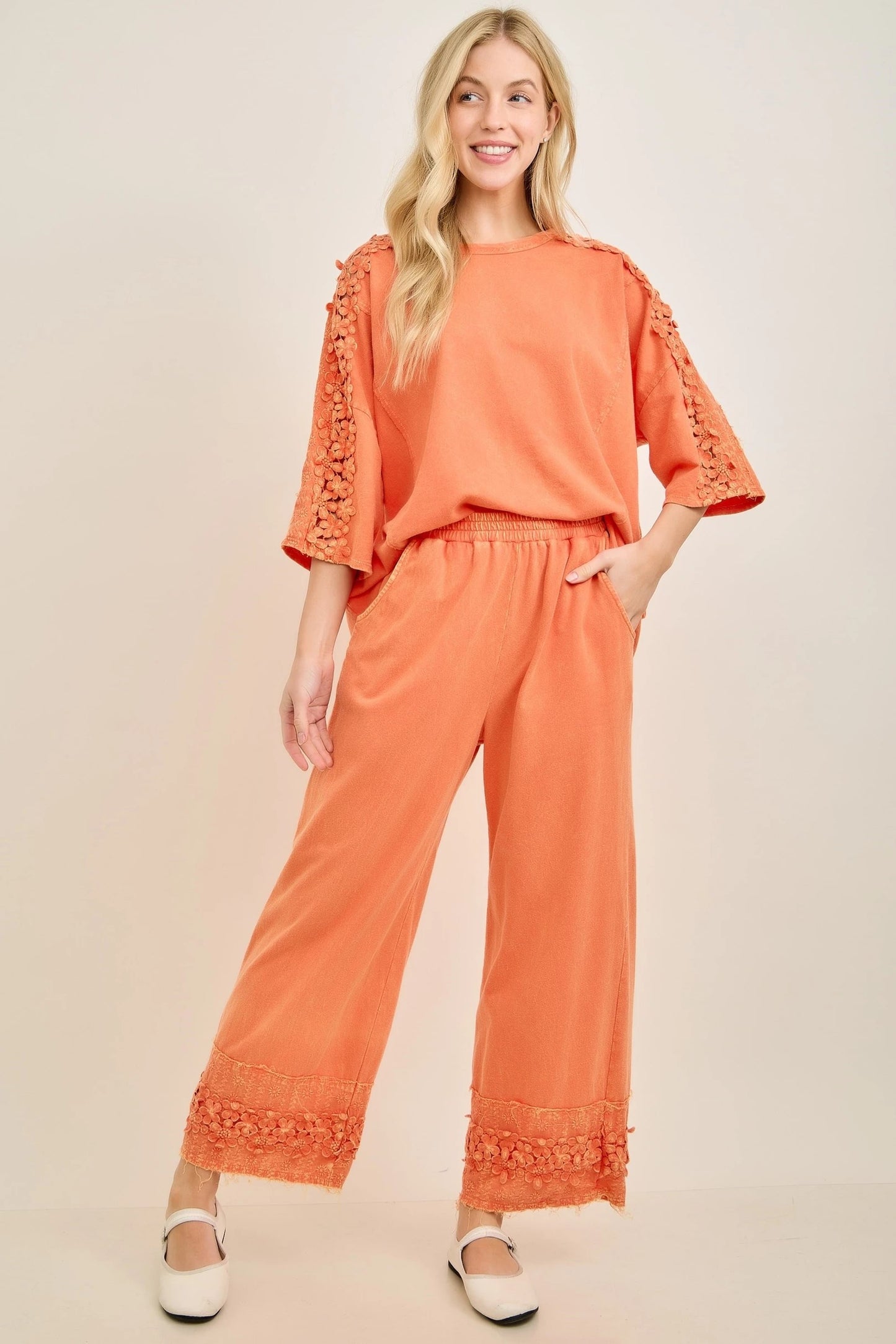 J Her Orange Flower Trim Set