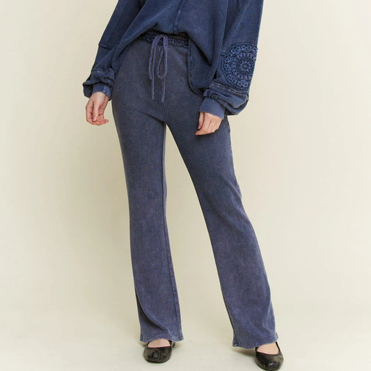 J. HER Mineral Wash Thermal Straight Pants Navy