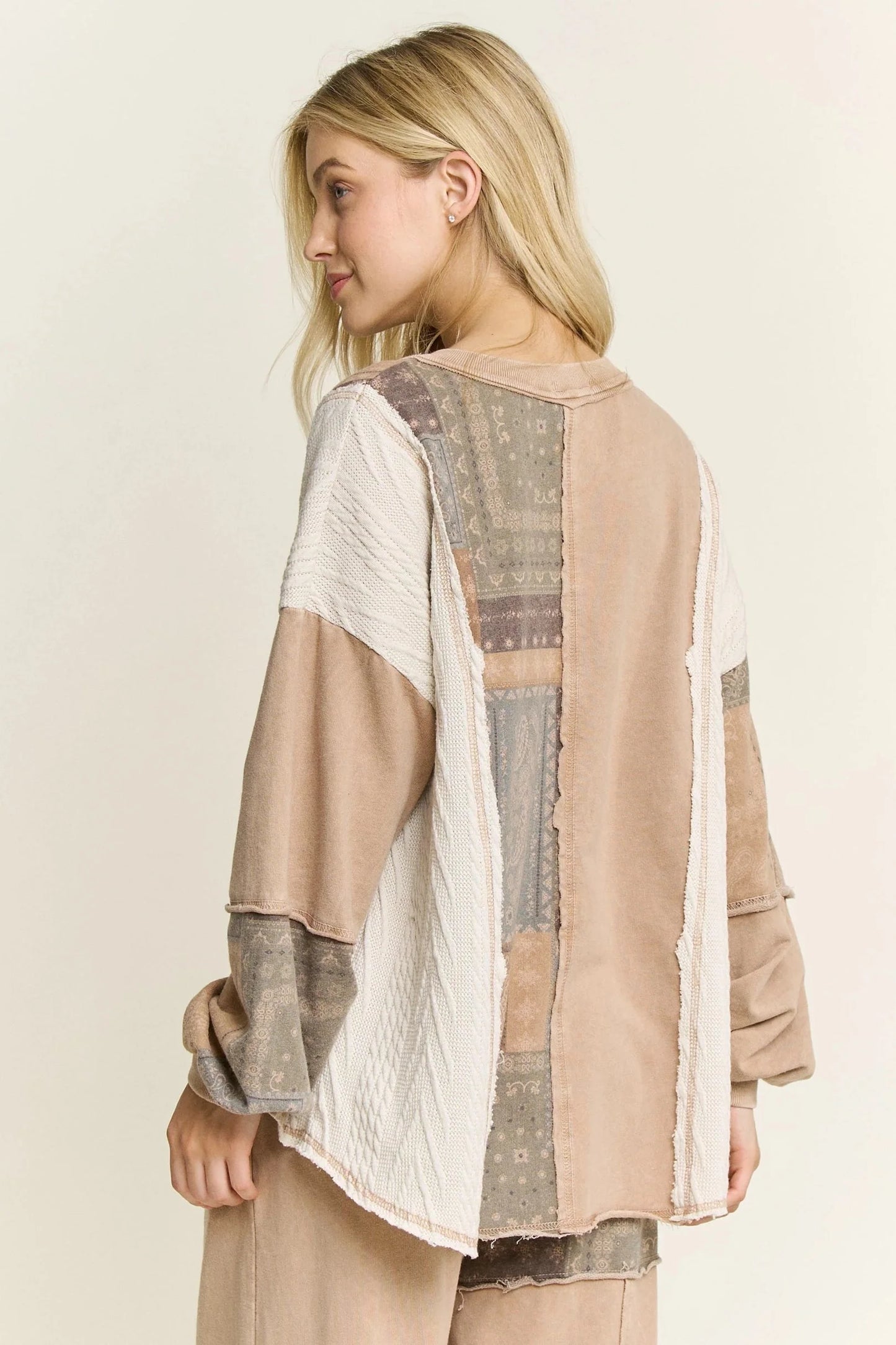 J. HER Mineral Washed Bandana Patchwork Set Latte