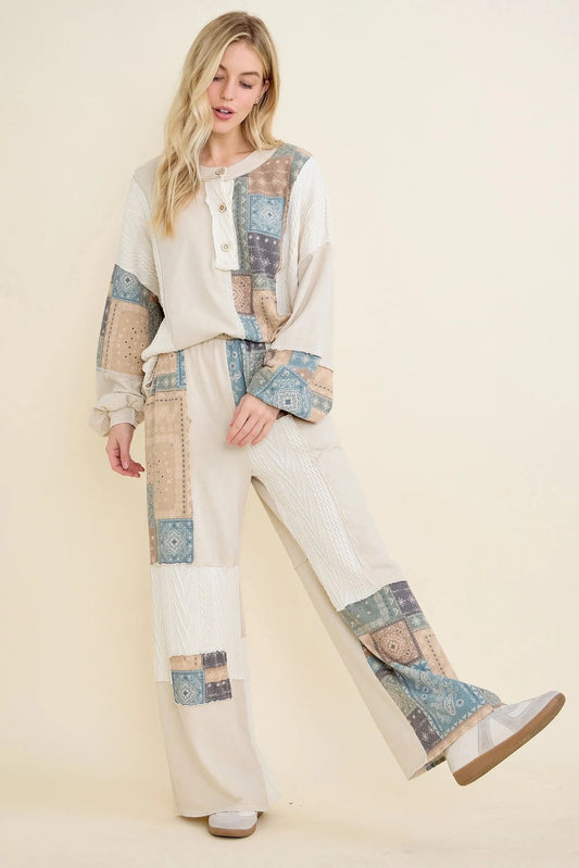 J. HER Mineral Washed Bandana Patchwork Set Natural