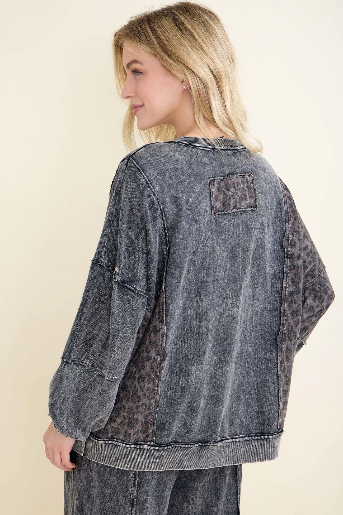 J Her Mineral Washed Leopard Set Ashed Black